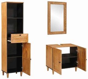vidaXL Σετ Επίπλων Μπάνιου με συρτάρι 3 pcs Καφέ 38 x 33 x 160 εκ.