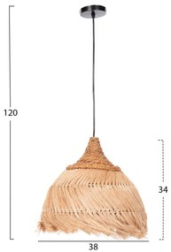 Φωτιστικό Οροφής Από Ίνες Mendong Grass Σε Φυσικό Φ38x34-120Yεκ.