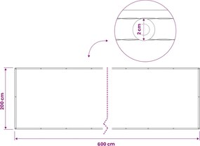 vidaXL Αδιάφανο σκίαστρο μπαλκονιού 200 x 600 cm
