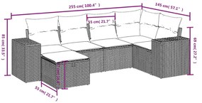 vidaXL Σετ Καναπέ Κήπου 6 τεμ. Μικτό Μπεζ Συνθετικό Ρατάν με Μαξιλάρια