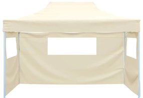 vidaXL Τέντα με 3 Τοιχώματα Πτυσσόμενη Κρεμ 3 x 4,5 μ.