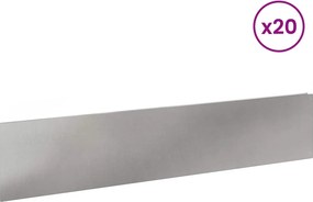vidaXL Περίγραμμα γκαζόν 20 τμχ. 100 x 22 εκ Stainless Steel Ασημί