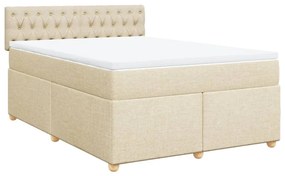 Κρεβάτι Boxspring με Στρώμα Κρεμ 140x200 εκ. Υφασμάτινο - Κρεμ