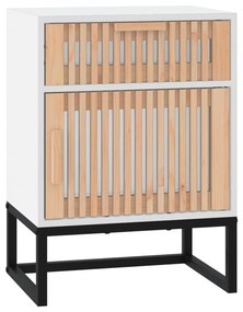 VidaXL Κομοδίνο Λευκό 40x30x55,5 εκ. από Επεξεργασμένο Ξύλο & Σίδερο