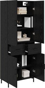 vidaXL Highboard Μαύρη Οξυά 69,5 x 34 x 180 εκ. Επεξεργασμένο Ξύλο
