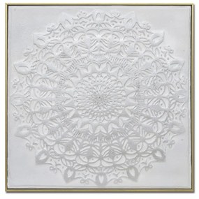 MANDALA ΠΙΝΑΚΑΣ ΚΑΜΒΑΣ ΛΕΥΚΟ ΧΡΥΣΟ ΞΥΛΟ 62x62xH5cm - 016282