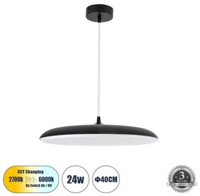 Κρεμαστό Φωτιστικό Οροφής Οβάλ LED 24W 2880lm BARON Globostar-61254-Μαύρο 61254