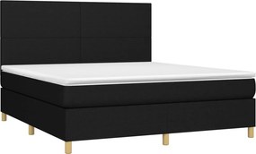 vidaXL Κρεβάτι Boxspring με Στρώμα Μαύρο 180x200 εκ. Υφασμάτινο
