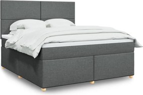 vidaXL Κρεβάτι Boxspring με Στρώμα Σκούρο Γκρι 180x200 εκ Υφασμάτιν