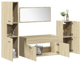 vidaXL Σετ Επίπλων Μπάνιου 4 Τεμαχίων Sonoma Δρυς Επεξεργασμένο Ξύλο