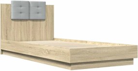 vidaXL Πλαίσιο Κρεβατιού με Κεφαλάρι/LED Sonoma δρυς 90x200 εκ.