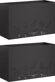 vidaXL Γλάστρα Κήπου 2 τμχ. Μαύρο 80 x 20 x 49 εκ