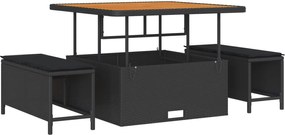 vidaXL Σετ Καναπέ Κήπου με μαξιλάρι 9 pcs Μαύρο