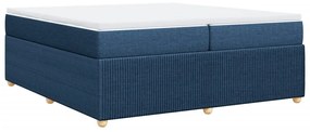 vidaXL Κρεβάτι Boxspring με Στρώμα Μπλε 200x200 εκ. Υφασμάτινο