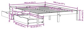 Σκελετός Κρεβ. Χωρίς Στρώμα Καφέ Κεριού 135x190 εκ Μασίφ Πεύκο - Καφέ