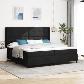 vidaXL Κρεβάτι Box Spring με Στρώμα & LED Μαύρο 200x200 εκ Υφασμάτινο