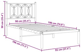 ΠΛΑΙΣΙΟ ΚΡΕΒΑΤΙΟΥ ΜΕ ΚΕΦΑΛΑΡΙ ΜΑΥΡΟ 90 X 190 ΕΚ. ΜΕΤΑΛΛΙΚΟ 376120