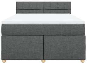 vidaXL Κρεβάτι Boxspring με Στρώμα Σκούρο Γκρι 160x200 εκ Υφασμάτινο