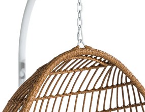 Κρεμαστή πολυθρόνα Comfort Garden 528, Άσπρο, Καφέ, 196x95x95cm, Πλαστικό ψάθινο, Ταπισερί, Μέταλλο