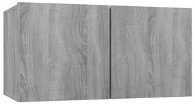 vidaXL Έπιπλα Τηλεόρασης Κρεμαστά 2 τεμ. Γκρι 60x30x30 εκ. Επεξ. Ξύλο