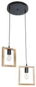 EDISON 203-0021 Vintage Κρεμαστό Φωτιστικό Ανάρτηση Δίφωτο 2 x E27 IP20 Μπεζ Ξύλο-Μ40 x Π20 x Υ45cm Globostar-203-0021-Μπεζ 203-0021