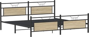 vidaXL Σκελετός Κρεβ. Χωρίς Στρώμα Sonoma Δρυς 193x203 εκ. Μεταλλικό