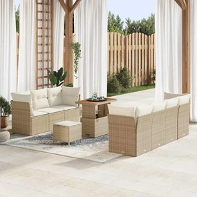 vidaXL Σετ Καναπέ Κήπου 10 pcs Μπεζ συνθετικό ρατάν