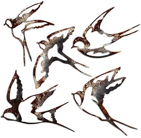 Διακοσμητικό Τοίχου Birds (Σετ 5Τμχ) 891TNL3303 19x14/17x19/19x11/19x19cm Multi Wallity Metal