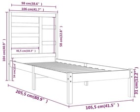 vidaXL Πλαίσιο Κρεβατιού 100 x 200 εκ. από Μασίφ Ξύλο