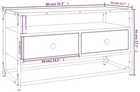 Έπιπλο Τηλεόρασης Sonoma Δρυς 80x35x45 εκ. Επεξ. Ξύλο - Καφέ