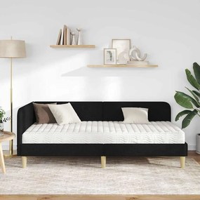 vidaXL Κρεβάτι Γωνίας Μαύρο 100 x 200 cm ύφασμα