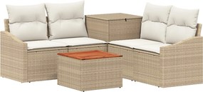 vidaXL Σετ Καναπέ 6 τμχ. Μπεζ και Κρέμ 55 x 55 x 37 εκ