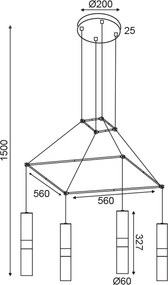 Φωτιστικό Οροφής Πολύφωτο Aca Da Vinci HM854P56BK Black