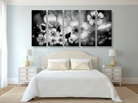 Λουλούδια φαντασίας 5 τμημάτων εικόνας σε ασπρόμαυρο - 200x100