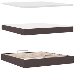 Οθωμανικό κρεβάτι με στρώμα σκούρο καφέ 160x200cm ύφασμα 3311639