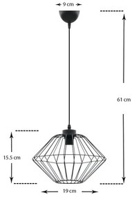 Φωτιστικό οροφής Avsin μονόφωτο κρεμαστό μεταλλικό Μαύρο Φ33x68 εκ. 33x33x68 εκ.