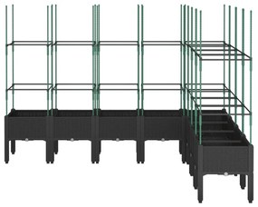 Ζαρντινιέρα Κήπου με Καφασωτό Μαύρη 200 x 160 x 142,5εκ. από PP - Μαύρο