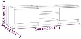 Έπιπλο Τηλεόρασης Καφέ Δρυς 140x40x35,5 εκ. από Επεξεργ. Ξύλο - Καφέ