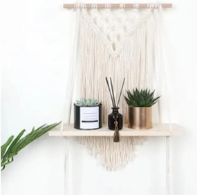 Ράφι επιτοίχιο από μακραμέ 40x58εκ.