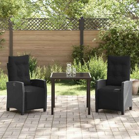 vidaXL Σέτ φαγητού για κήπο 3 pcs Μαύρο συνθετικό ρατάν