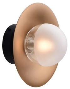 Φωτιστικό Τοίχου - Απλίκα HL4321W20BB 1ΧG9 D20X15 Brass-Black Aca Decor Metal, Glass