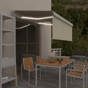 vidaXL Ηλεκτρική τέντα με LED και αισθητήρα 3,5 x 2,5 m Κρεμ