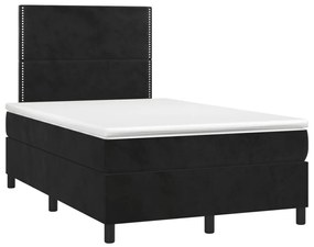 vidaXL Κρεβάτι Boxspring με Στρώμα & LED Μαύρο 120x190 εκ. Βελούδινο