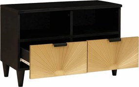 vidaXL Ντουλάπι TV Μαύρο και Χρυσό 70 x 33 x 46 εκ Επεξεργασμένο Ξύλο