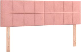 vidaXL Κρεβάτι Boxspring με Στρώμα Ροζ 140x190 εκ. Βελούδινο