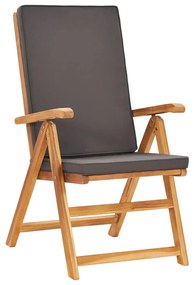 vidaXL Σετ Τραπεζαρίας Κήπου 7 Τεμ. Μασίφ Ξύλο Teak με Γκρι Μαξιλάρια