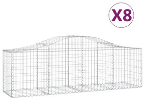 vidaXL Συρματοκιβώτια Τοξωτά 8 τεμ. 200x50x60/80 εκ. Γαλβαν. Ατσάλι