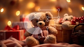 Intra Συλλεκτικό Ξύλινο Παζλ Plywood 4mm - Καφέ αρκουδάκι με δώρα και διακοσμητικά Σε Ξύλινο Κουτί - Διαστάσεις Puzzle: 10x10 cm – 25 κομμάτια