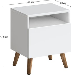 Κομοδίνο Sole Megapap χρώμα λευκό 40x30x47,6εκ.