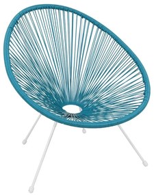 ACAPULCO Πολυθρόνα Μέταλλο Βαφή Άσπρο, Rattan Μπλε  73x76x89cm Ε245,Α3
